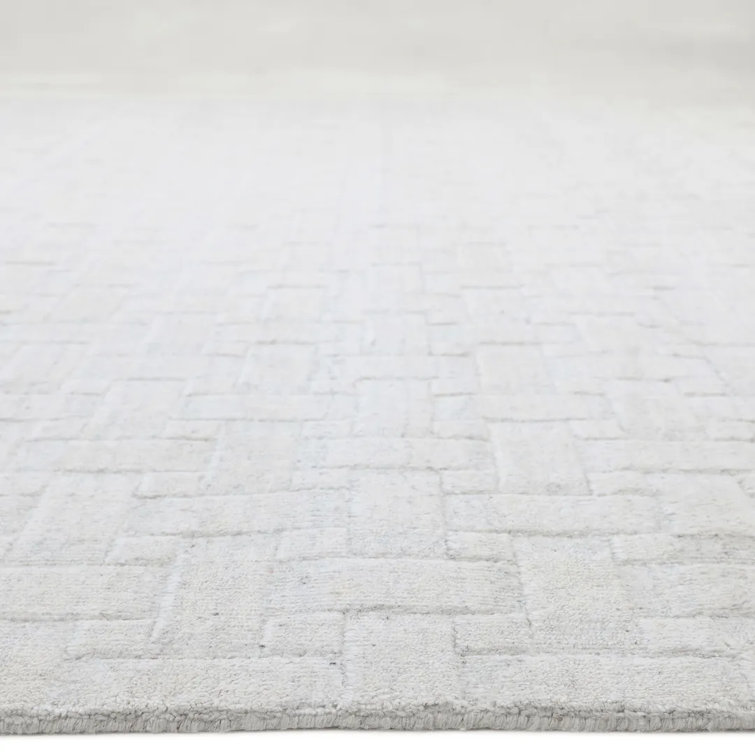 Handmade Gray Wool Basket Weave Runner Rug 2'6" x 8'