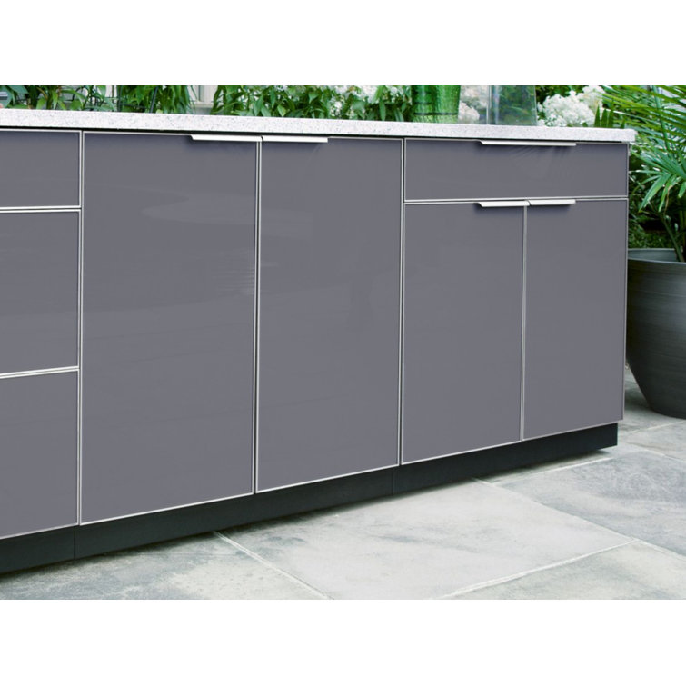 Slate Gray Aluminum Modular Outdoor Kitchen with Stainless Steel Countertop