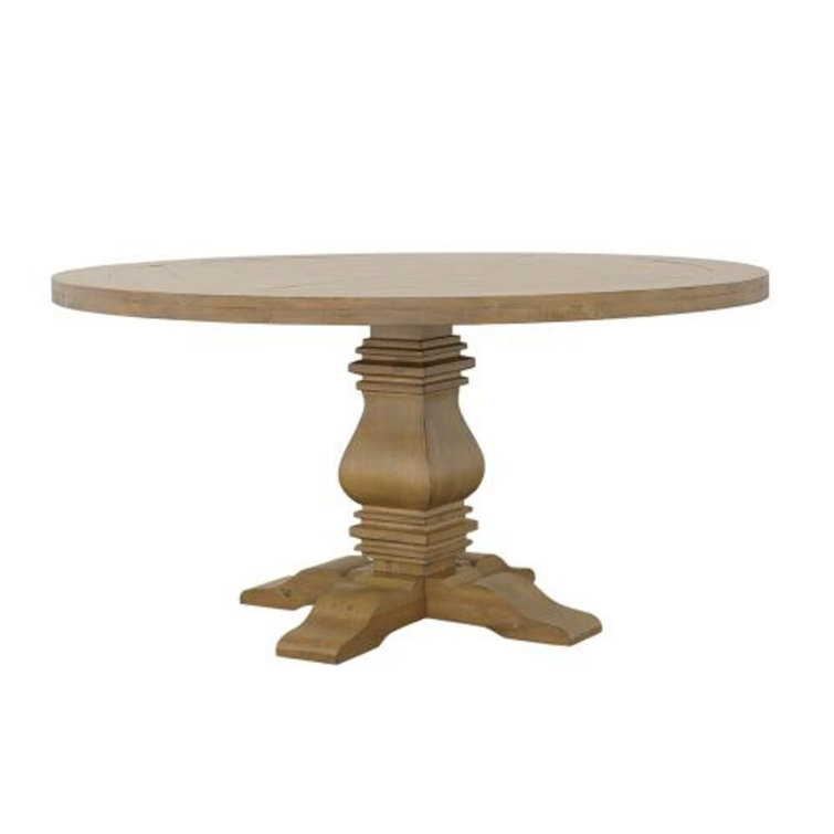 Rustic Smoke Round Reclaimed Wood Dining Table for Six