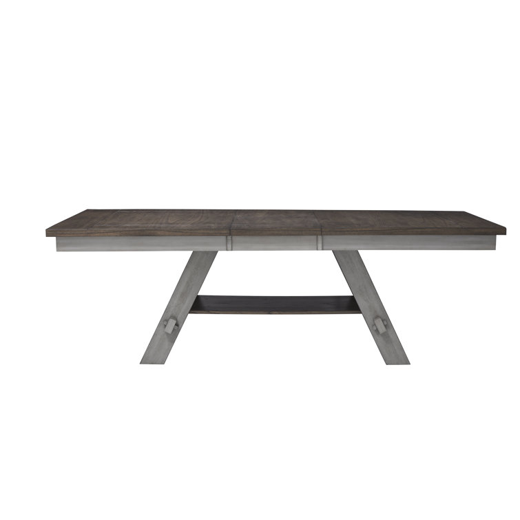 Brown Rectangular Extendable Wood Dining Table with Trestle Base