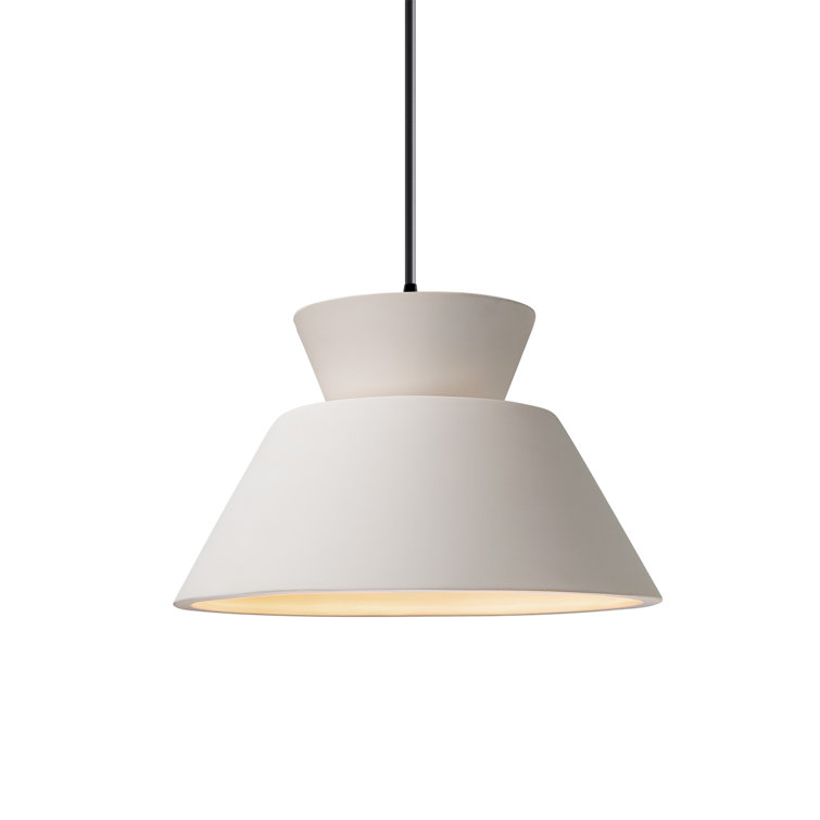 Matte Black Ceramic Drum Pendant Light