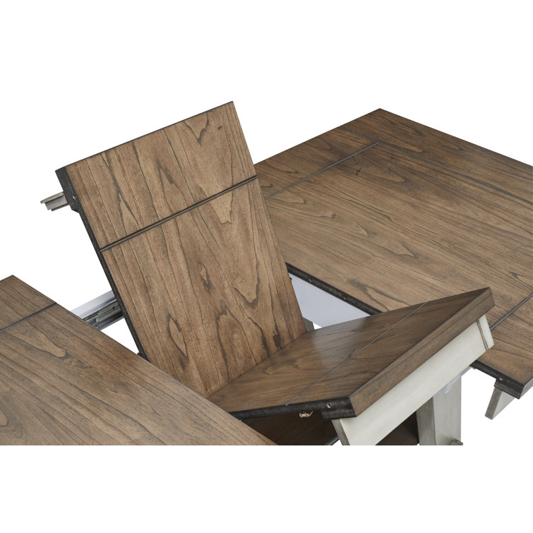Brown Rectangular Extendable Wood Dining Table with Trestle Base