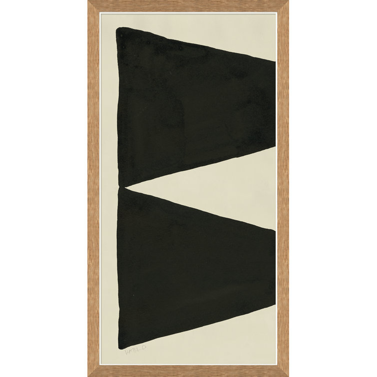 Susan Hable Abstract Black and Beige Acrylic Painting in Wood Frame