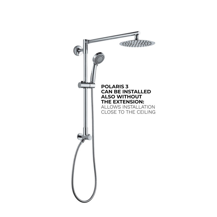 Polaris Chrome Adjustable Height Rain Shower System with Handheld Spray
