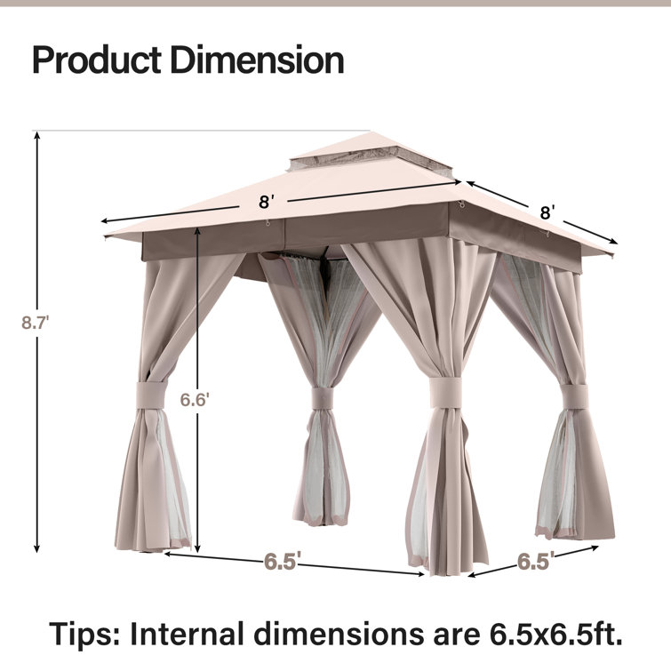 Beige Steel Patio Gazebo with Weather-Resistant Fabric