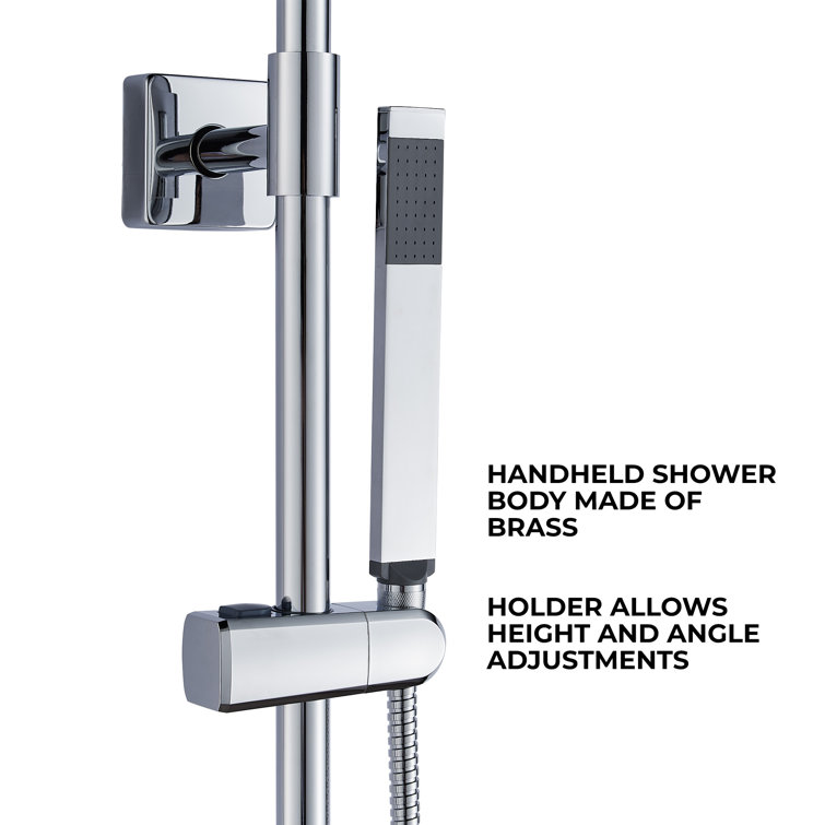 Polaris Lux 10" Chrome Square Rainfall Shower System with Handheld
