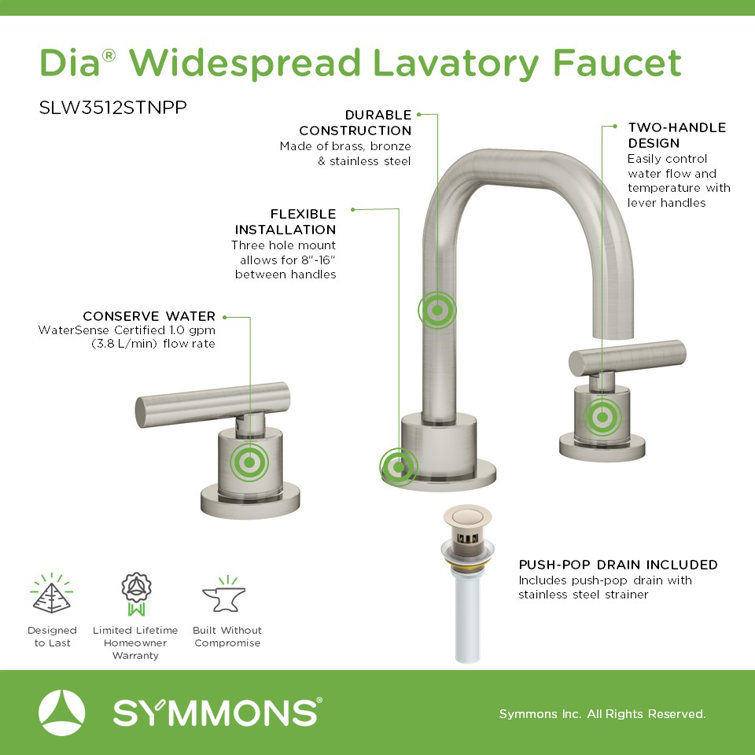 Dia Satin Nickel Widespread Two-Handle Bathroom Faucet