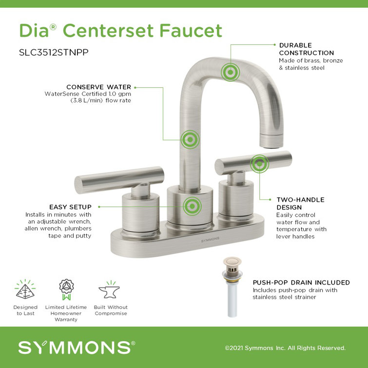 Dia Satin Nickel 4-inch Centerset Two-Handle Bathroom Faucet