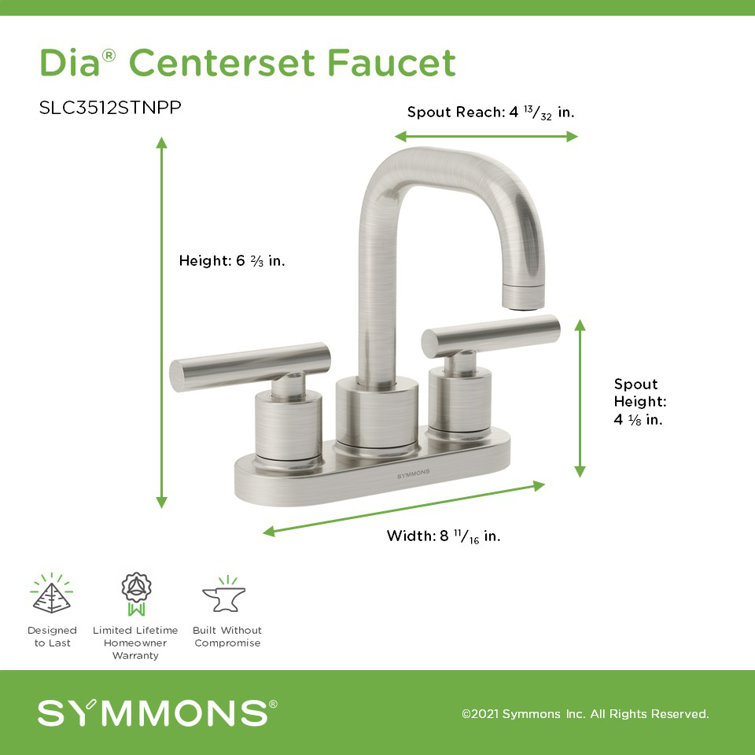 Dia Satin Nickel 4-inch Centerset Two-Handle Bathroom Faucet