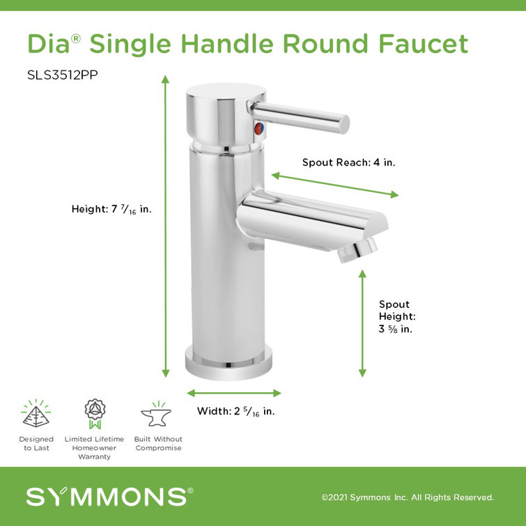 Dia Polished Chrome Single Handle Bathroom Faucet with Push Pop Drain