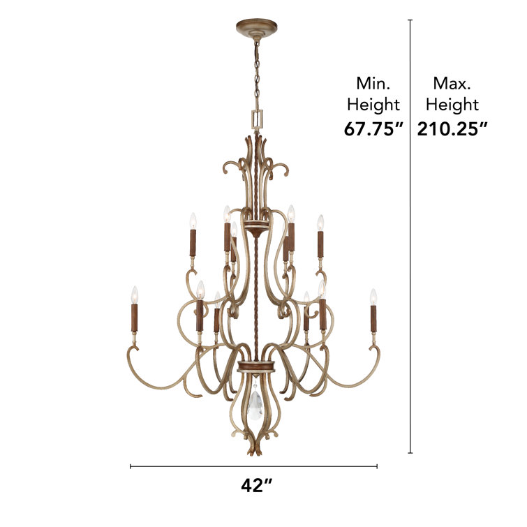 Raven Bronze and Gold 10-Light Dimmable Chandelier with Clear Glass Shades