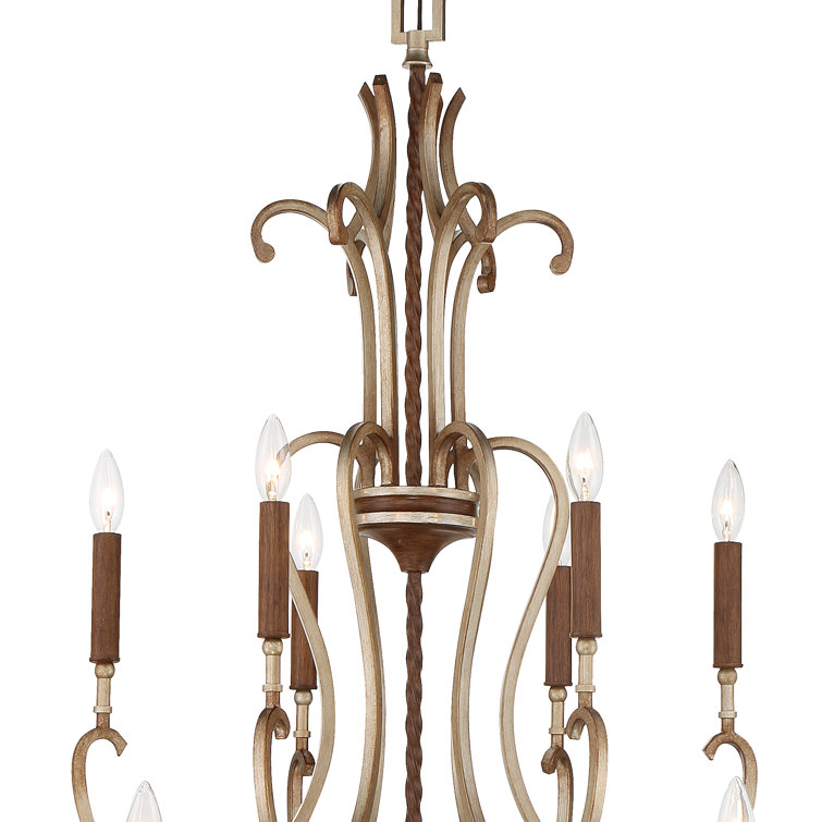 Raven Bronze and Gold 10-Light Dimmable Chandelier with Clear Glass Shades