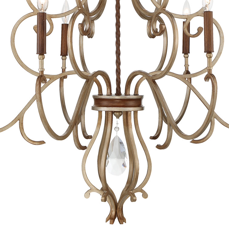 Raven Bronze and Gold 10-Light Dimmable Chandelier with Clear Glass Shades