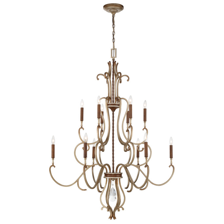 Raven Bronze and Gold 10-Light Dimmable Chandelier with Clear Glass Shades