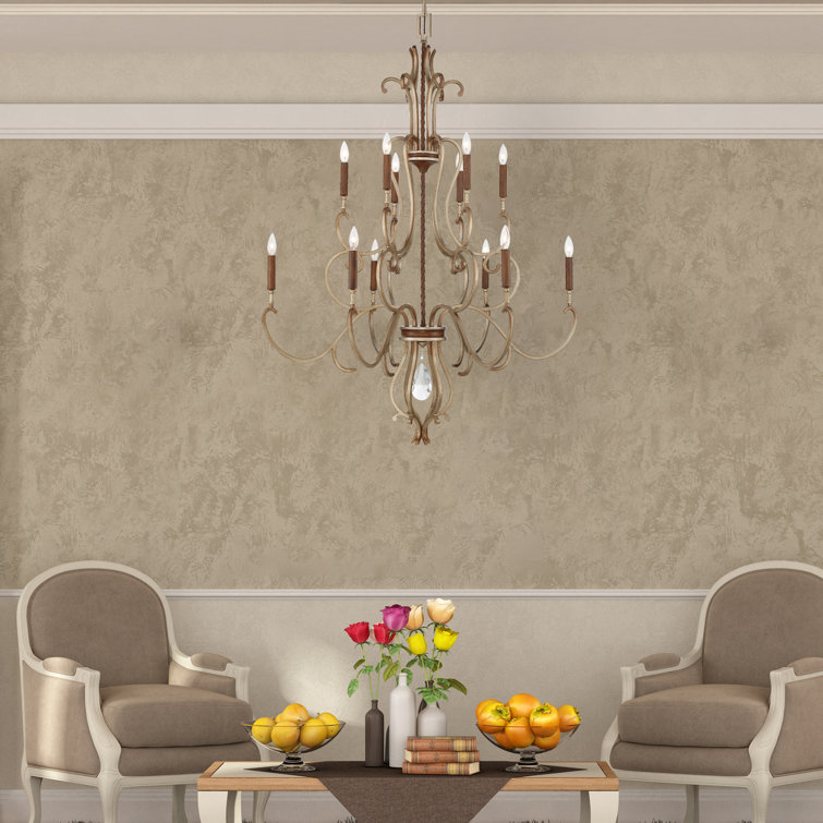 Raven Bronze and Gold 10-Light Dimmable Chandelier with Clear Glass Shades