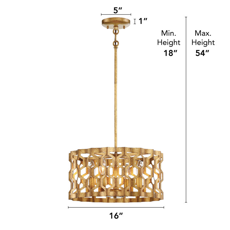 Pandora Gold Leaf 4-Light Semi-Flush Mount Drum Pendant