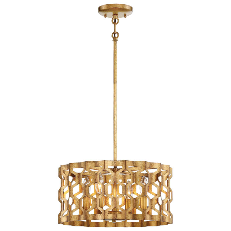 Pandora Gold Leaf 4-Light Semi-Flush Mount Drum Pendant