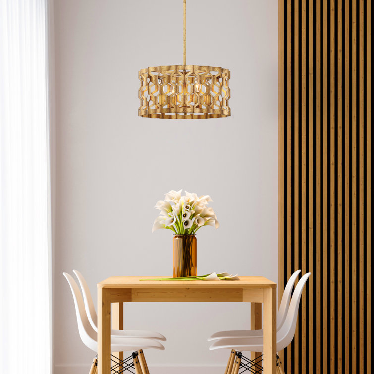 Pandora Gold Leaf 4-Light Semi-Flush Mount Drum Pendant