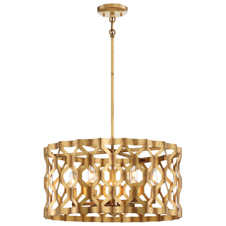 Pandora Gold Leaf 5-Light Indoor/Outdoor Drum Chandelier