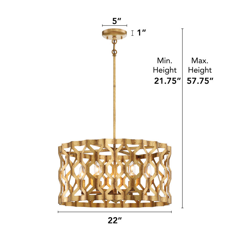 Pandora Gold Leaf 5-Light Indoor/Outdoor Drum Chandelier