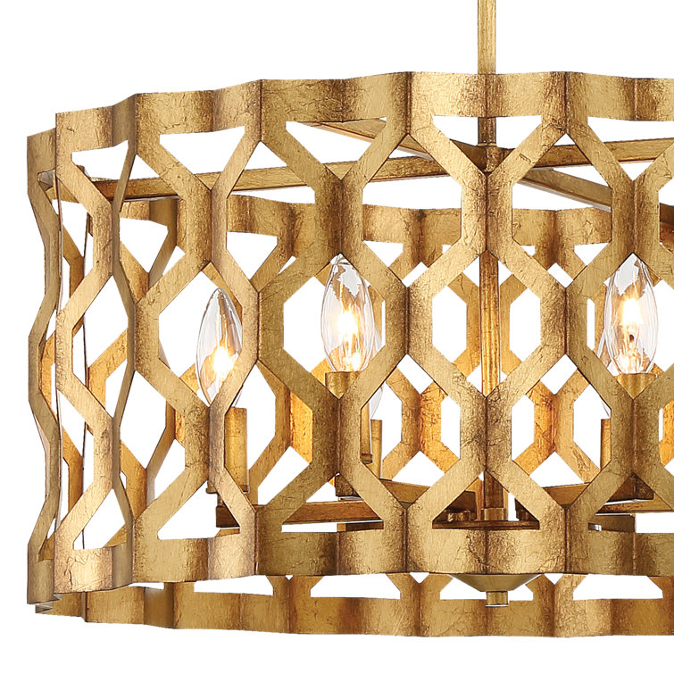 Pandora Gold Leaf 5-Light Indoor/Outdoor Drum Chandelier