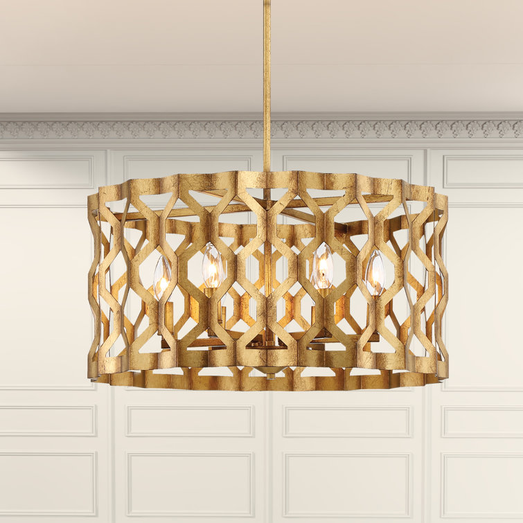 Pandora Gold Leaf 5-Light Indoor/Outdoor Drum Chandelier