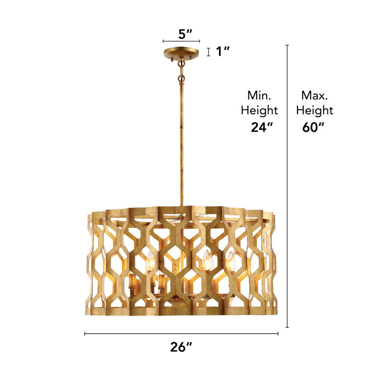 Metropolitan Coronade 6-Light Pandora Gold Leaf Drum Chandelier