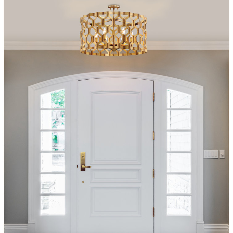 Metropolitan Coronade 6-Light Pandora Gold Leaf Drum Chandelier