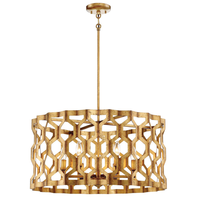 Metropolitan Coronade 6-Light Pandora Gold Leaf Drum Chandelier