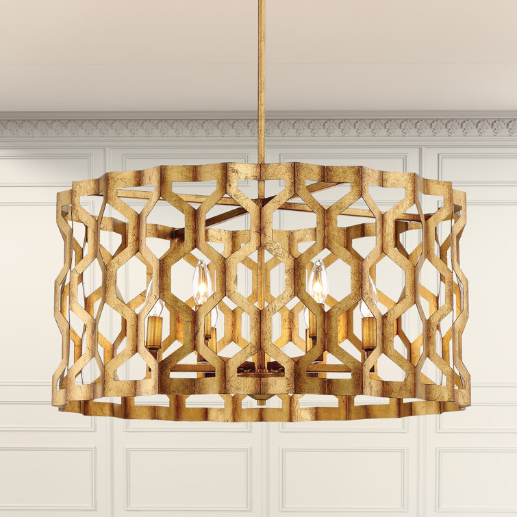 Metropolitan Coronade 6-Light Pandora Gold Leaf Drum Chandelier