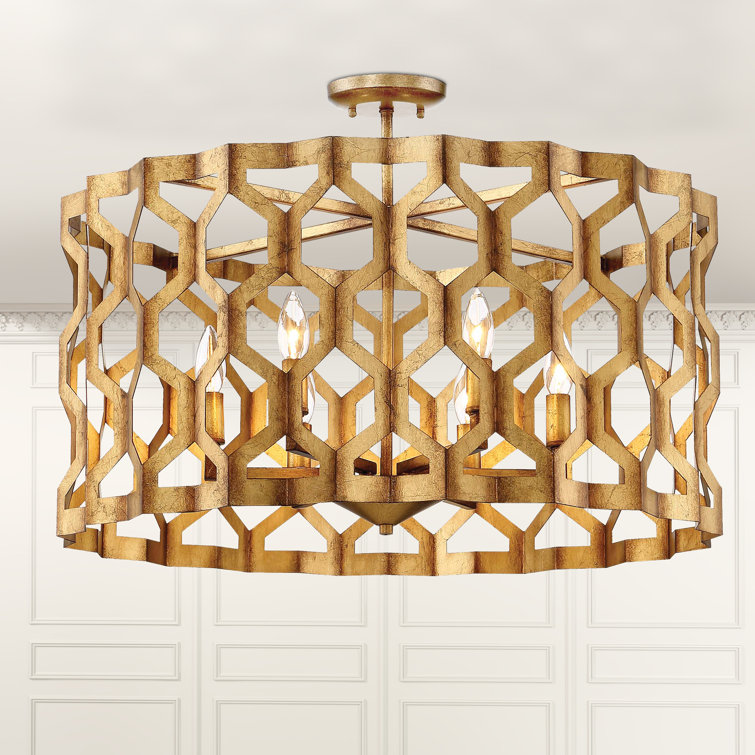 Metropolitan Coronade 6-Light Pandora Gold Leaf Drum Chandelier