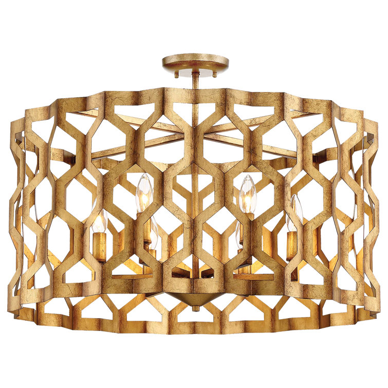 Metropolitan Coronade 6-Light Pandora Gold Leaf Drum Chandelier