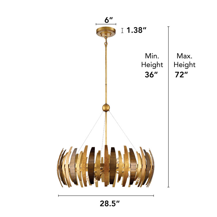 Ardor Gold 6-Light Sputnik Chandelier with Adjustable Height