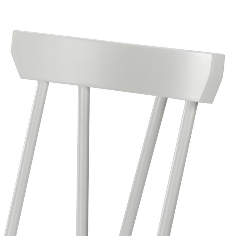 White Windsor Wood and Metal Dining Chairs, Set of 2