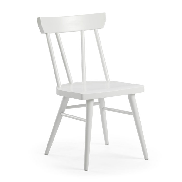 White Windsor Wood and Metal Dining Chairs, Set of 2