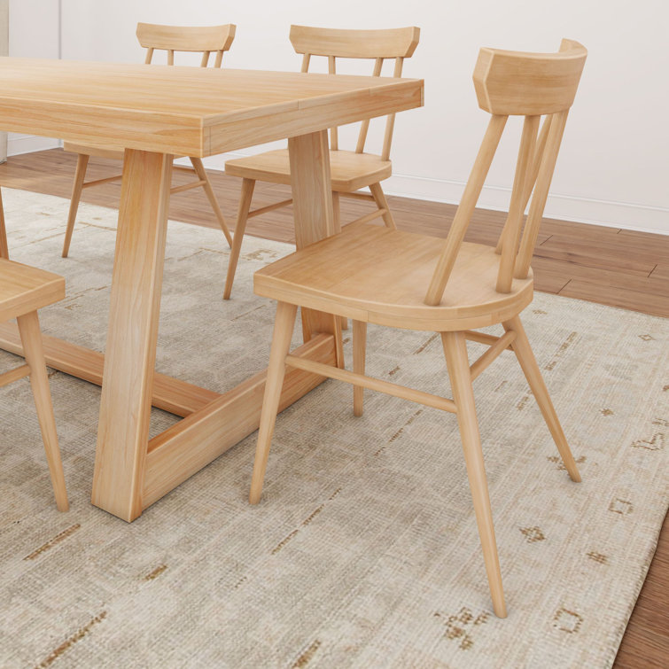 Blonde Solid Wood Windsor Dining Chair Set