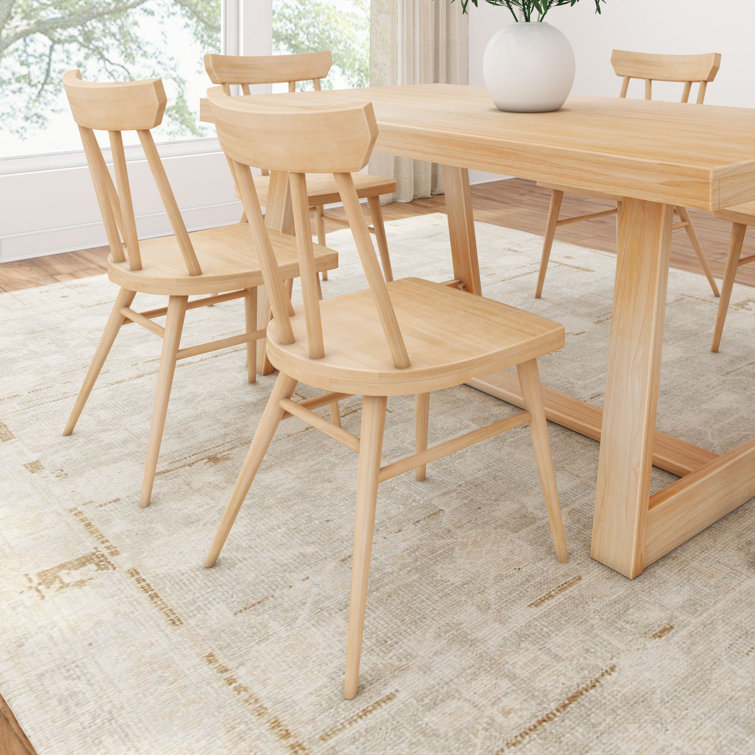 Blonde Solid Wood Windsor Dining Chair Set