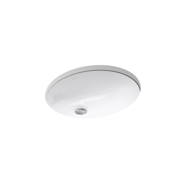 White Ceramic Oval Undermount Bathroom Sink