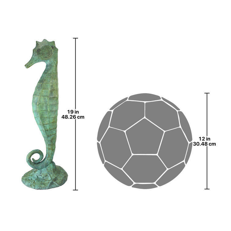 Bronze Seahorse Garden Statue with Hand-Applied Patina