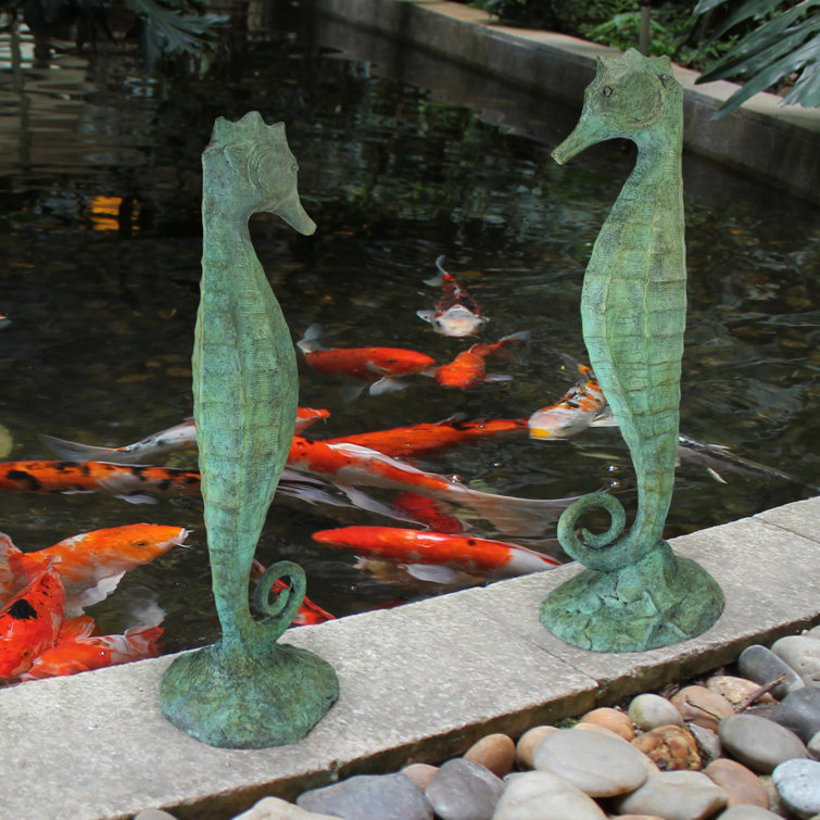 Bronze Seahorse Garden Statue with Hand-Applied Patina