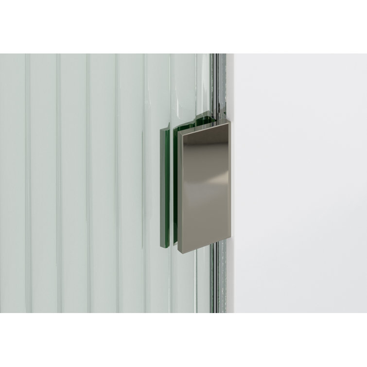 Aurora 78 in. Frameless Fluted Glass Shower Panel with Polished Nickel Hardware