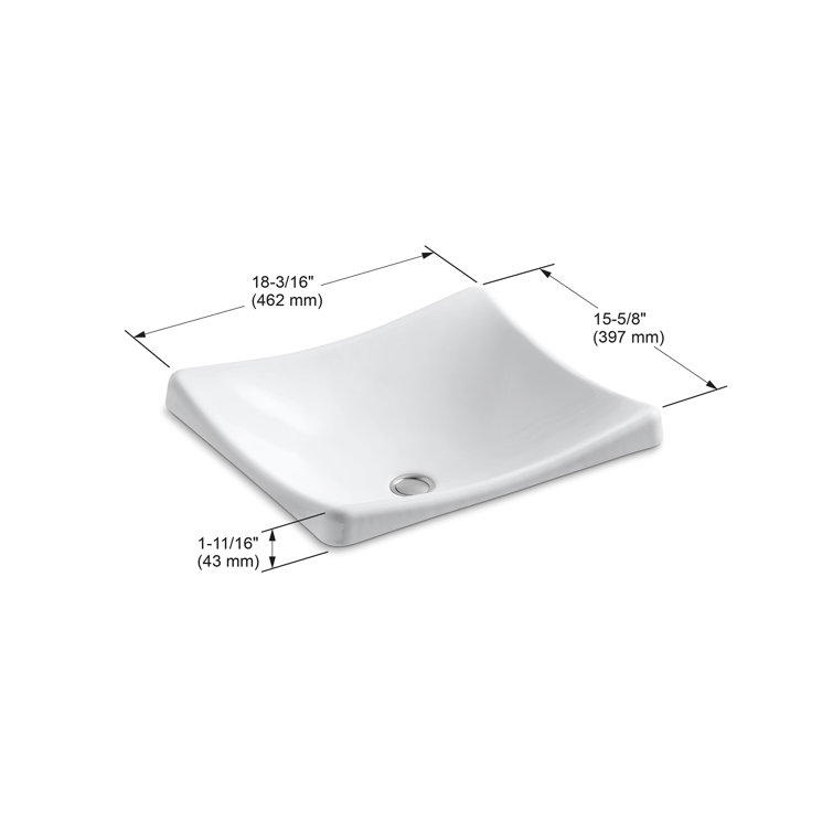 DemiLav White Cast Iron Rectangular Above-Counter Bathroom Sink