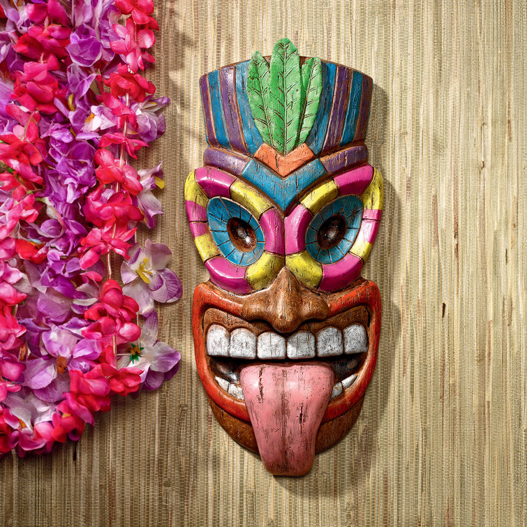 Maika Green and Brown Resin Hawaiian Isle Tiki Wall Plaque