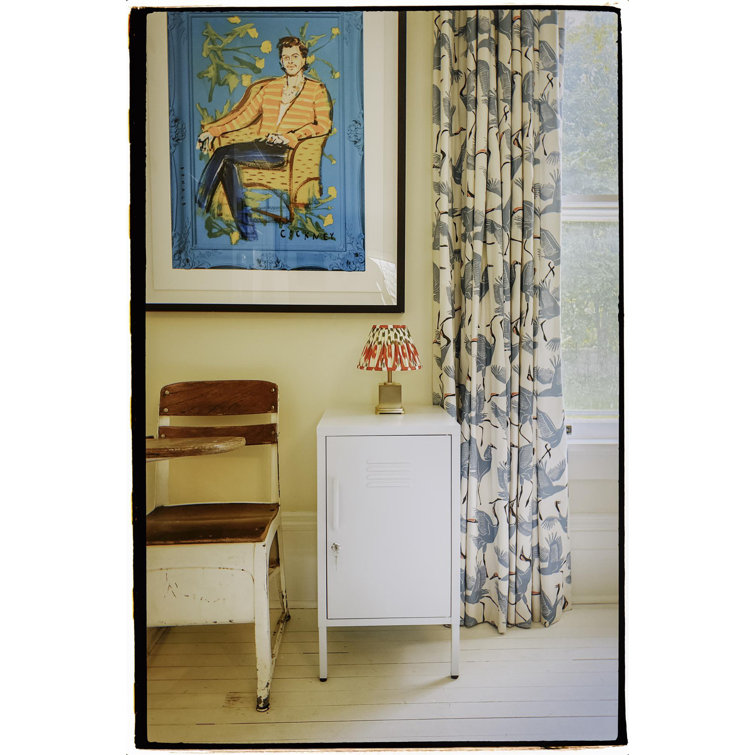 Parchment Metal Locker Style End Table with Storage