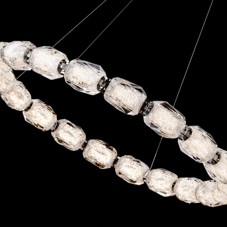 Polished Nickel Crystal LED Ring Pendant Light