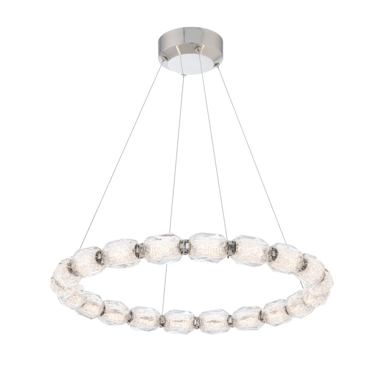 Polished Nickel Crystal LED Ring Pendant Light