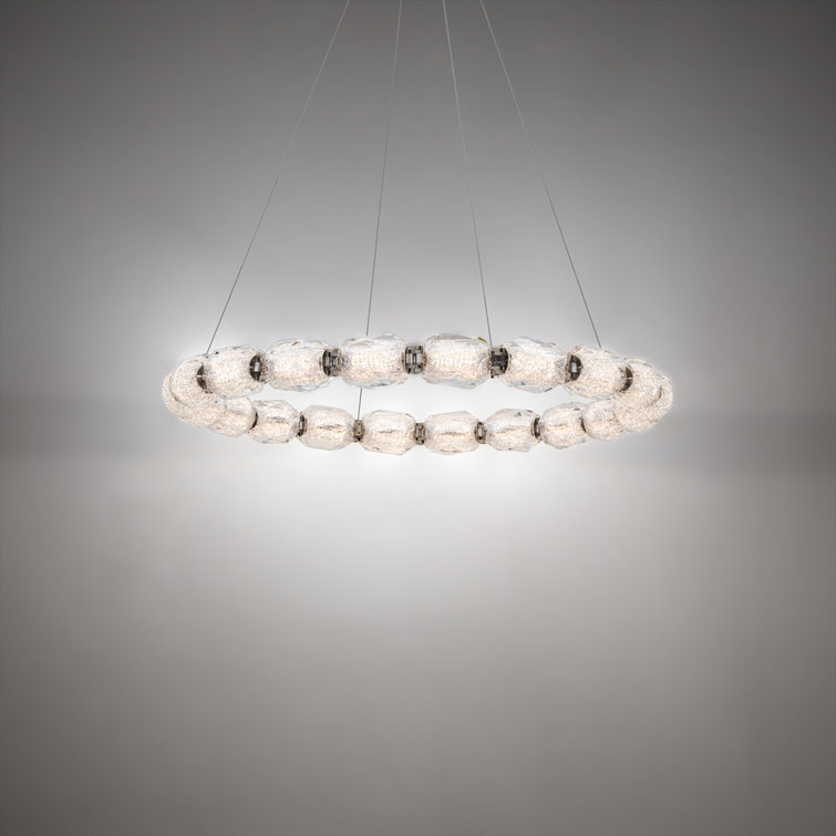 Polished Nickel Crystal LED Ring Pendant Light