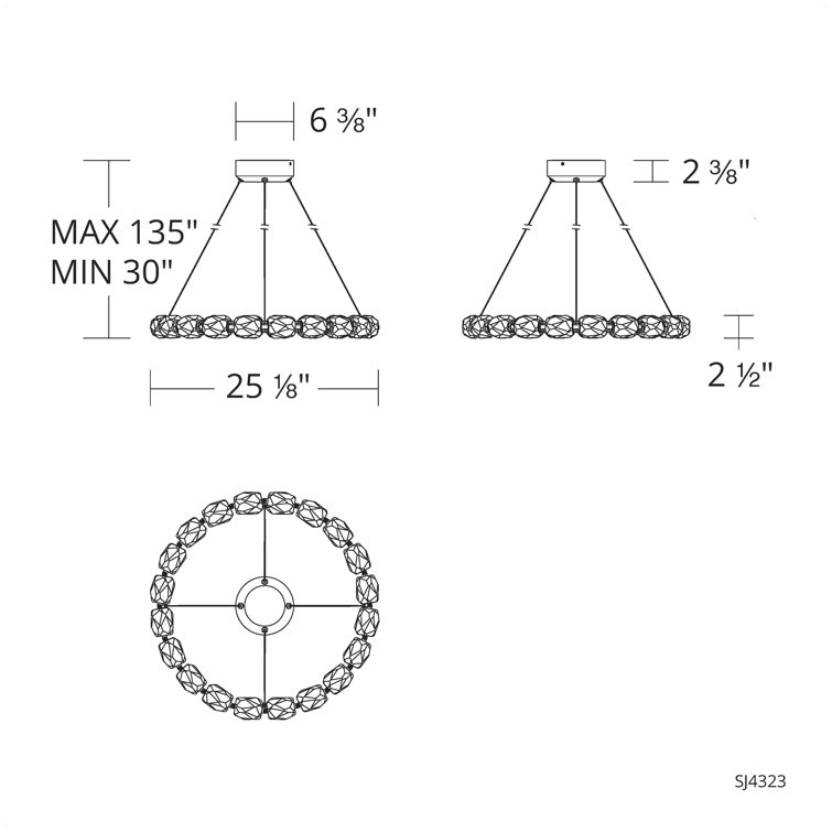 Polished Nickel Crystal LED Ring Pendant Light
