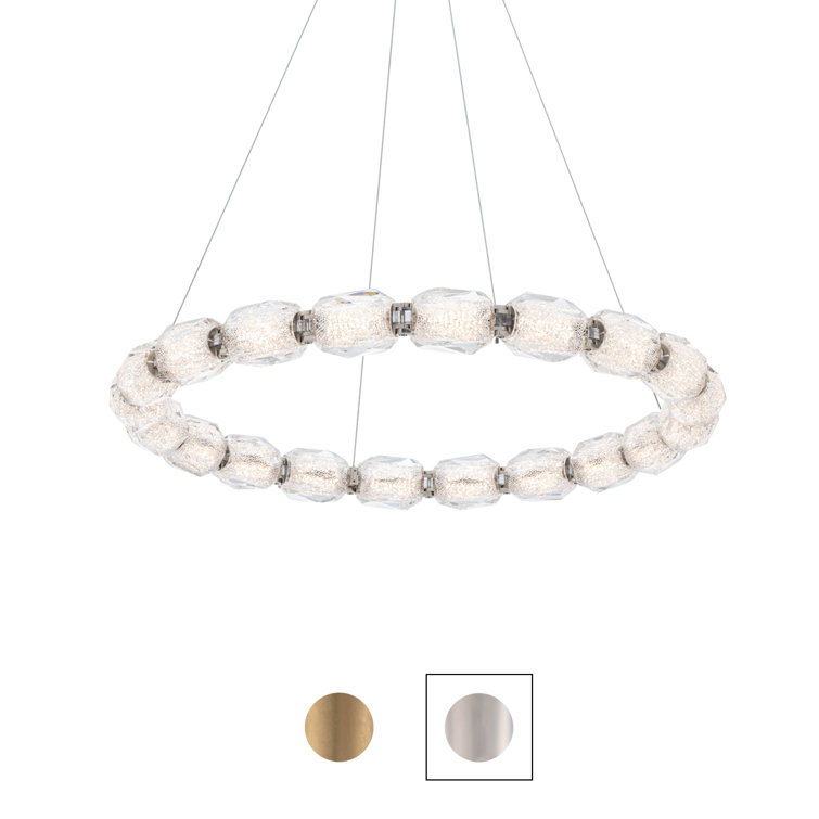 Polished Nickel Crystal LED Ring Pendant Light