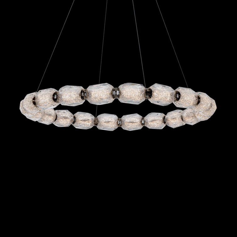 Polished Nickel Crystal LED Ring Pendant Light
